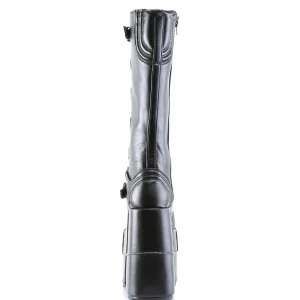 Vegan 18 cm cyberpunk bottes au genou homme plateforme extrême noir