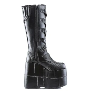Vegan 18 cm cyberpunk bottes au genou homme plateforme extrême noir