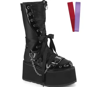 Vegan 9 cm DAMNED-120 plateforme bottes femme hauteur mollet à lacets