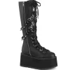 Vegan 9 cm DAMNED-220 plateforme bottes hautes femme à lacets