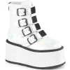 Vegan 9 cm DAMNED-105 plateforme bottines femmes avec boucles blanc