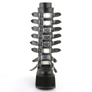 Vegan 9 cm DAMNED-318 plateforme bottes hautes femme à boucles noir
