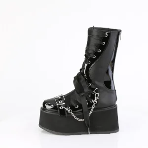 Vegan 9 cm DAMNED-120 plateforme bottes femme hauteur mollet à lacets