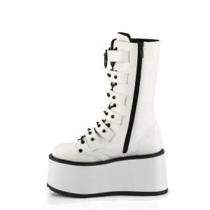 Vegan 9 cm DAMNED-225 plateforme bottes femme hauteur mollet à boucles blanc