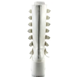 Vegan 9 cm DAMNED-318 plateforme bottes hautes femme à boucles blanc