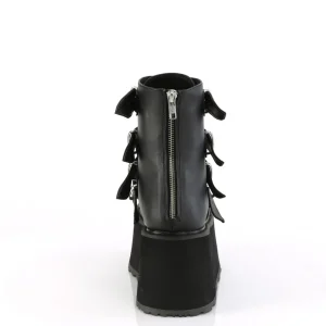 Vegan 9 cm DAMNED-105 plateforme bottines femmes avec boucles noir
