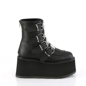 Vegan 9 cm DAMNED-105 plateforme bottines femmes avec boucles noir