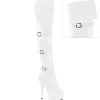 Vegan 15 cm DELIGHT-3018 bottes cuissardes talons hauts avec boucles blanc