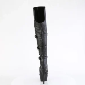 Vegan 15 cm DELIGHT-3018 bottes cuissardes talons hauts avec boucles noires