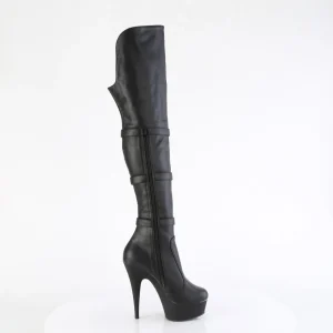 Vegan 15 cm DELIGHT-3018 bottes cuissardes talons hauts avec boucles noires