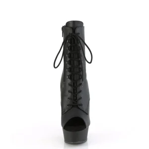 Vegan 15 cm DELIGHT-1021 bottines plate-forme et bout ouvert noir