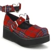 Vegan 6 cm DemoniaCult SPRITE-02 escarpins mary jane motif plaid