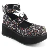Vegan 6 cm DemoniaCult SPRITE-02 escarpins mary jane en toile