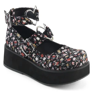 Vegan 6 cm DemoniaCult SPRITE-02 escarpins mary jane en toile