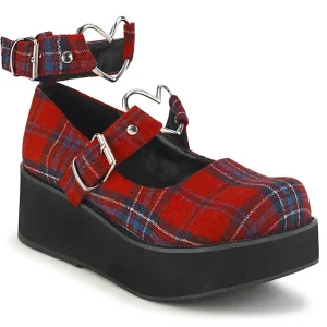 Vegan 6 cm DemoniaCult SPRITE-02 escarpins mary jane motif plaid