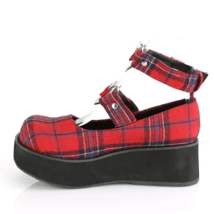 Vegan 6 cm DemoniaCult SPRITE-02 escarpins mary jane motif plaid