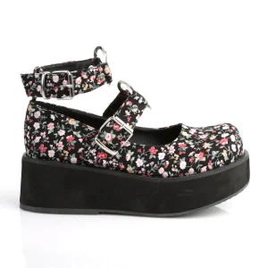 Vegan 6 cm DemoniaCult SPRITE-02 escarpins mary jane en toile
