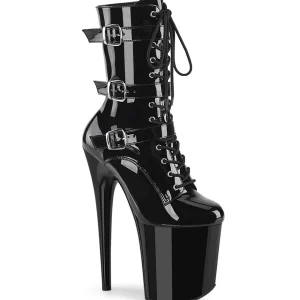 Vegan 20 cm FLAMINGO-1043 bottes plate-forme et boucles noir