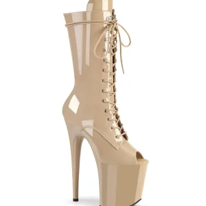 Vegan 20 cm FLAMINGO-1051 bottes plate-forme et bout ouvert beige