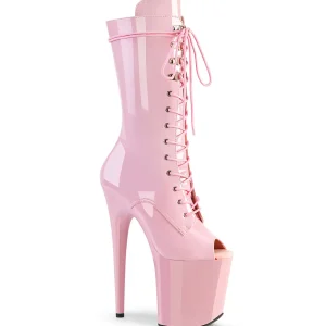 Vegan 20 cm FLAMINGO-1051 bottes plate-forme et bout ouvert rose