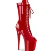 Vegan 20 cm FLAMINGO-1051 bottes plate-forme et bout ouvert rouge