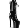 Vegan 20 cm FLAMINGO-1051 bottes plate-forme et bout ouvert noir