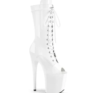 Vegan 20 cm FLAMINGO-1051 bottes plate-forme et bout ouvert blanc