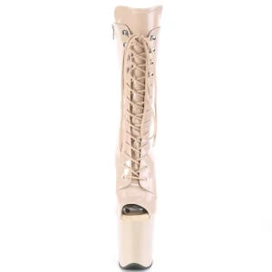 Vegan 20 cm FLAMINGO-1051 bottes plate-forme et bout ouvert beige