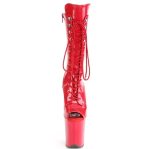 Vegan 20 cm FLAMINGO-1051 bottes plate-forme et bout ouvert rouge
