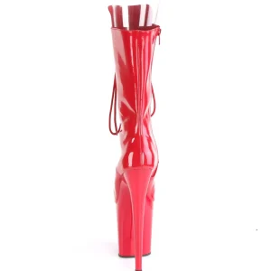 Vegan 20 cm FLAMINGO-1051 bottes plate-forme et bout ouvert rouge