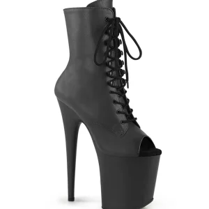 Vegan 20 cm FLAMINGO-1021 bottines plate-forme et bout ouvert noir