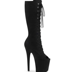 Vegan 20 cm FLAMINGO-2051FS bottes plate-forme et bout ouvert noir