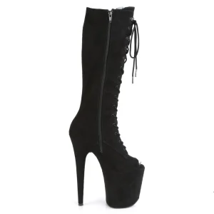 Vegan 20 cm FLAMINGO-2051FS bottes plate-forme et bout ouvert noir