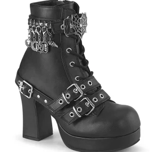 Vegan 9,5 cm GOTHIKA-66 emo femmes bottines chunky plateforme à boucles