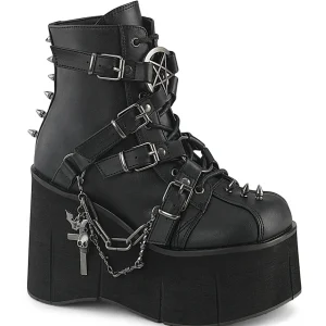 Vegan 11,5 cm KERA-68 plateforme bottines femmes avec boucles noir