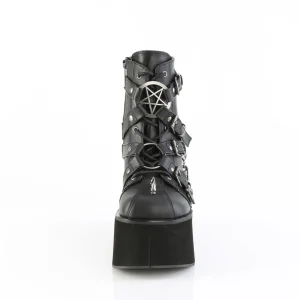 Vegan 11,5 cm KERA-68 plateforme bottines femmes avec boucles noir