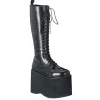 Vegan 14,5 cm MEGA-602 cyberpunk plateforme bottes hautes homme noir