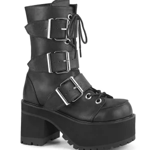 Vegan 9,5 cm RANGER-308 gothique femmes bottines chunky plateforme à boucles