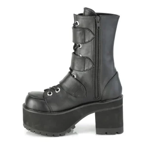 Vegan 9,5 cm RANGER-308 gothique femmes bottines chunky plateforme à boucles