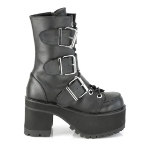 Vegan 9,5 cm RANGER-308 gothique femmes bottines chunky plateforme à boucles