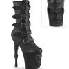 Vegan 20 cm RAPTURE-1052BK bottines boucles à talons hauts crâne