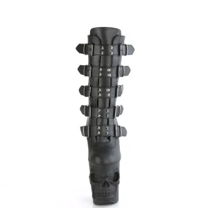 Vegan 20 cm RAPTURE-1052BK bottines boucles à talons hauts crâne