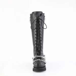 Vegan 6 cm REN-215 gothiques bottes hautes femme à lacets avec chaînes