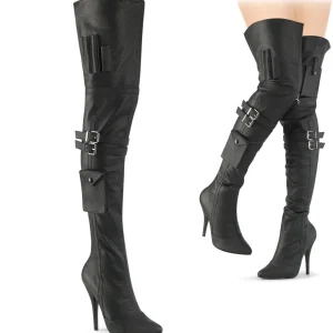Vegan 13 cm SEDUCE-3019 bottes cuissardes femme talons hauts avec boucles
