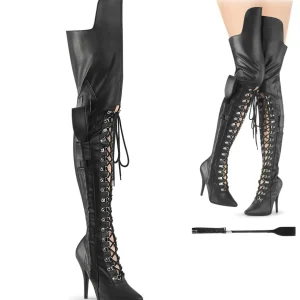 Vegan 13 cm SEDUCE-3082 cuissardes pour homme et drag queens en noires