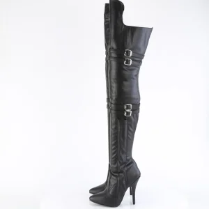 Vegan 13 cm SEDUCE-3080 cuissardes pour homme et drag queens en noires