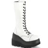 Vegan 11,5 cm SHAKER-72 gothique bottes à lacets femme plateforme blanc