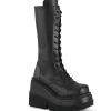 Vegan 11,5 cm SHAKER-72 gothique bottes à lacets femme plateforme noir