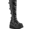 Vegan 11,5 cm SHAKER-210 plateforme bottes hautes femme à boucles