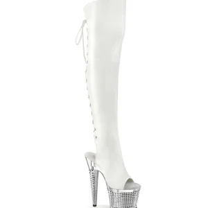 Vegan 18 cm SPECTATOR-3019 bottes overknee femme blanc